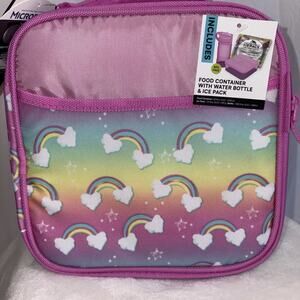 Arctic Zone Kids Pink Lunch Bag w/ Rainbows Reusable Containers NWT